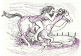 pencil drawing of girl riding a horse