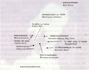 Map showing Te Whanganui a Tara | Wellington Harbour.