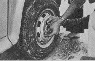 Black and white photo of car tyre.