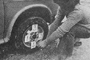 Black and white photo of car tyre.