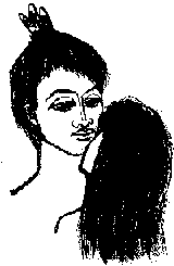 Sketch of couple facing each other.