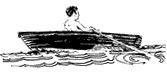 pencil drawing of a boy rowing a boat